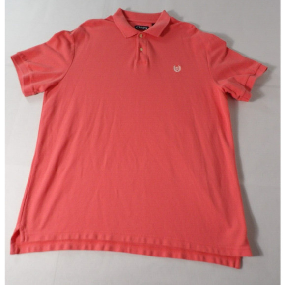 Chaps Mens XL Polo Shirt Coral Bright Orange Short Sleeve Casual Golf Vacay Prep - Picture 5 of 11
